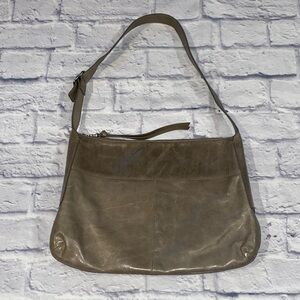 Hobo Gray Leather Shoulder Bag